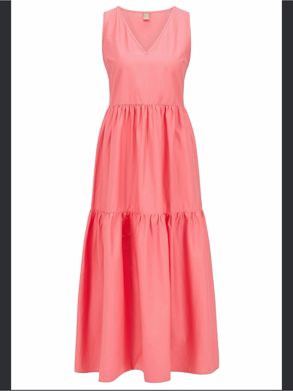 Boss Coral Pink Sleeveless Tiered Maxi Dress